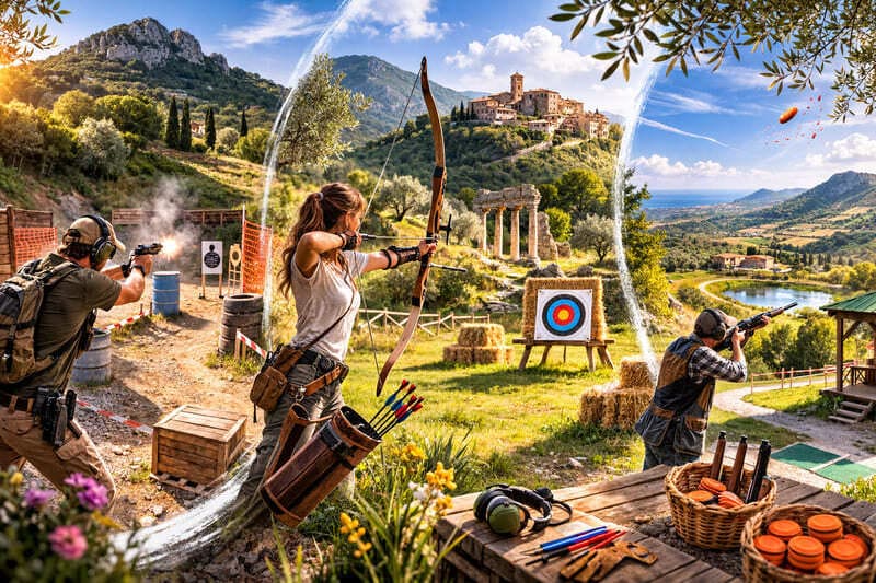 Tiro dinamico (Poligono Vado la Mola – Bassiano), Tiro con l’Arco (Cori), Tiro a Volo (Roccamassima)